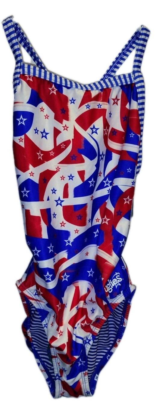 Dolfin Uglies USA Bathing Suit Swimsuit Size 28 Red White Blue Womens NWT